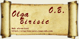 Olga Birišić vizit kartica